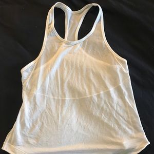 White sheer, racerback tank top.